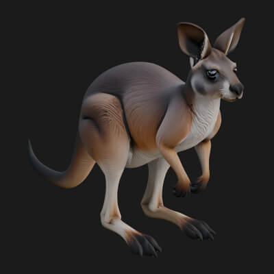 Kangaroo Statue Design 4 3D Print Model