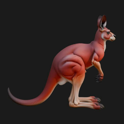 Kangaroo Statue Design 5 3D Print Model