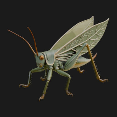 Katydid Statue Design 3 3D Print Model