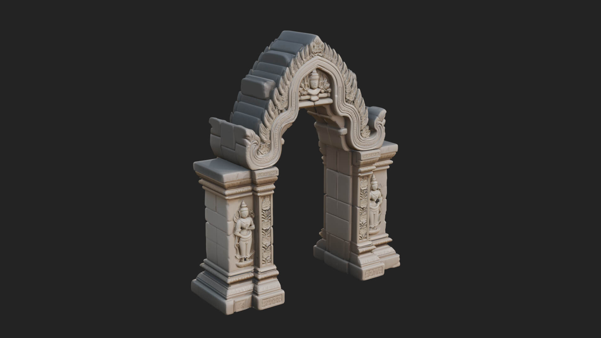 Khmer Carved Arch Design 3 3D Print Model 3D Model