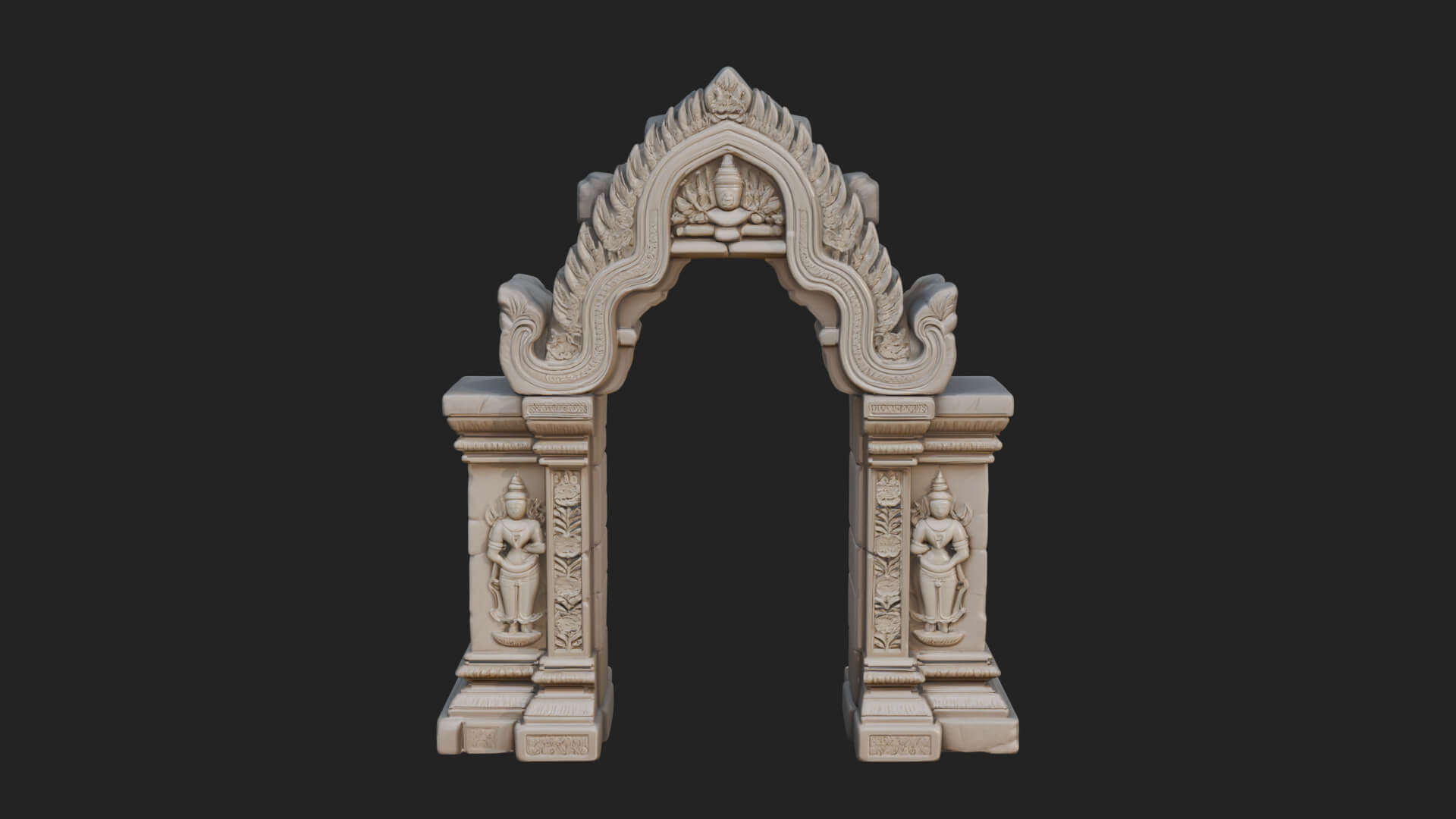 Khmer Carved Arch Design 3 3D Print Model 3D Model
