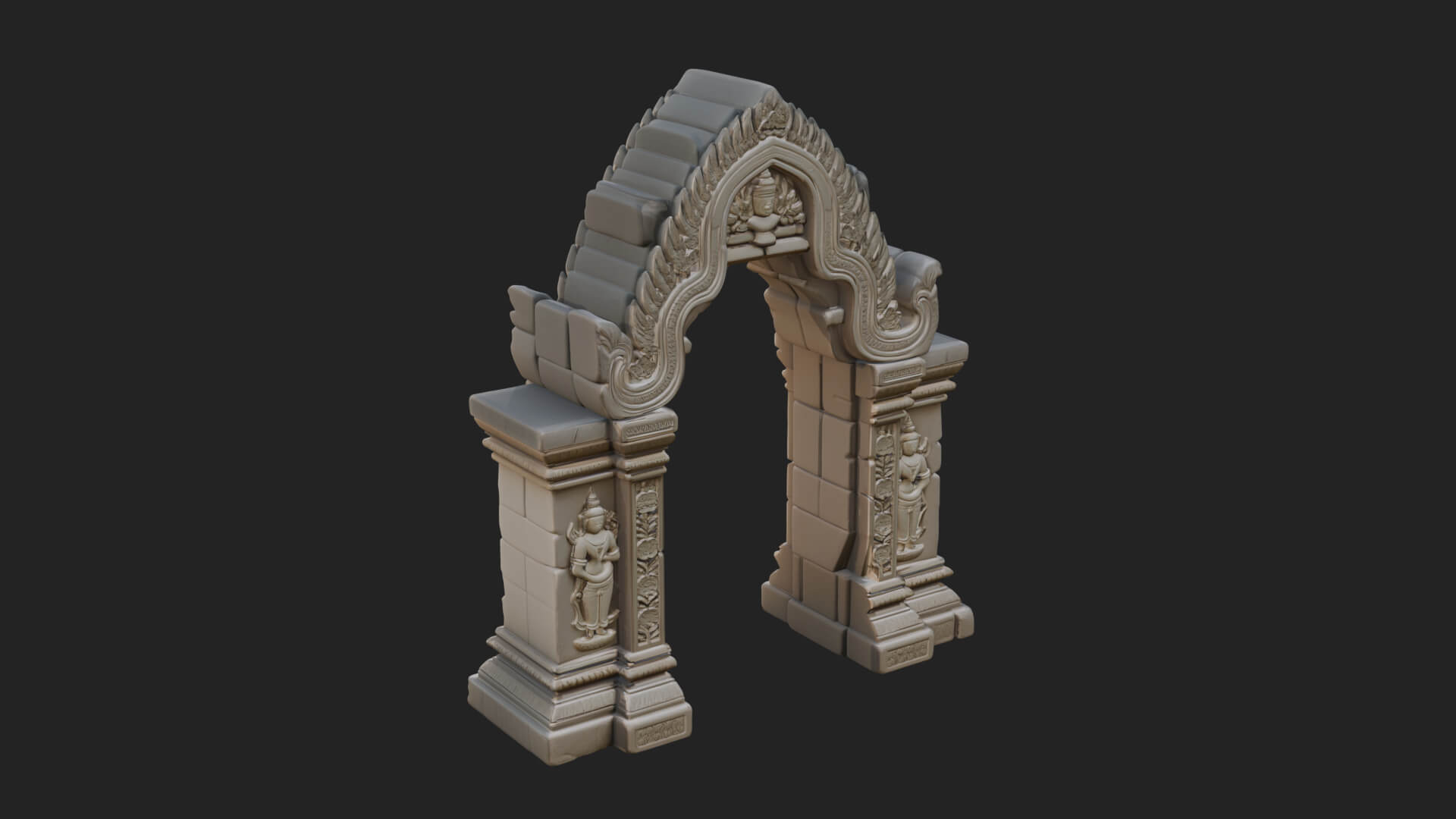 Khmer Carved Arch Design 3 3D Print Model 3D Model