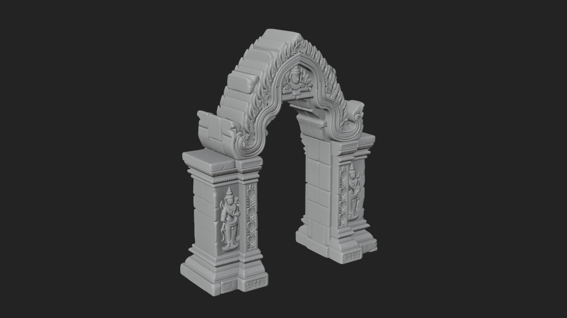 Khmer Carved Arch Design 3 3D Print Model 3D Model