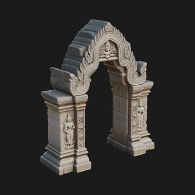 Khmer Carved Arch Design 3 3D Print Model