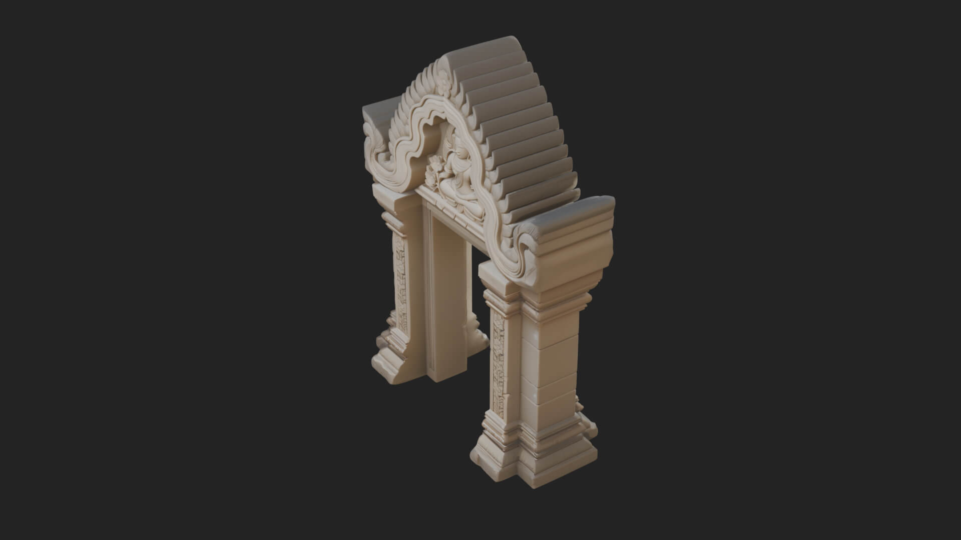 Khmer Carved Arch Design 7 3D Print Model 3D Model