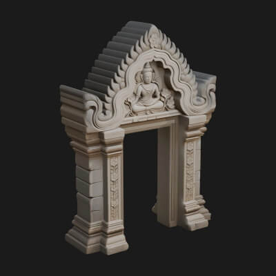 Khmer Carved Arch Design 7 3D Print Model