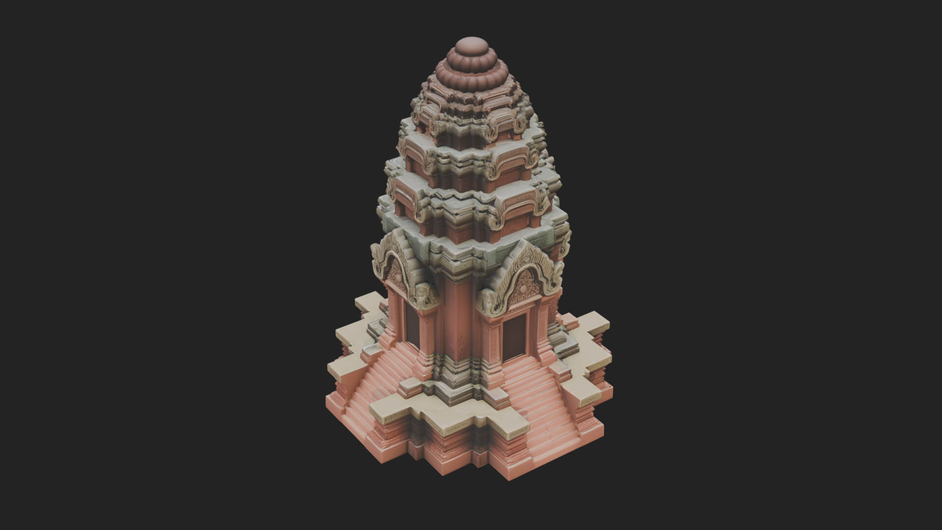 Khmer Prasat Temple Design 1 3D Print Model 3D Model