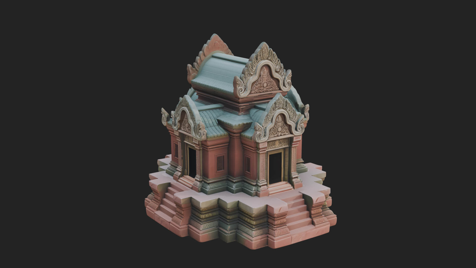 Khmer Prasat Temple Design 2 3D Print Model 3D Model