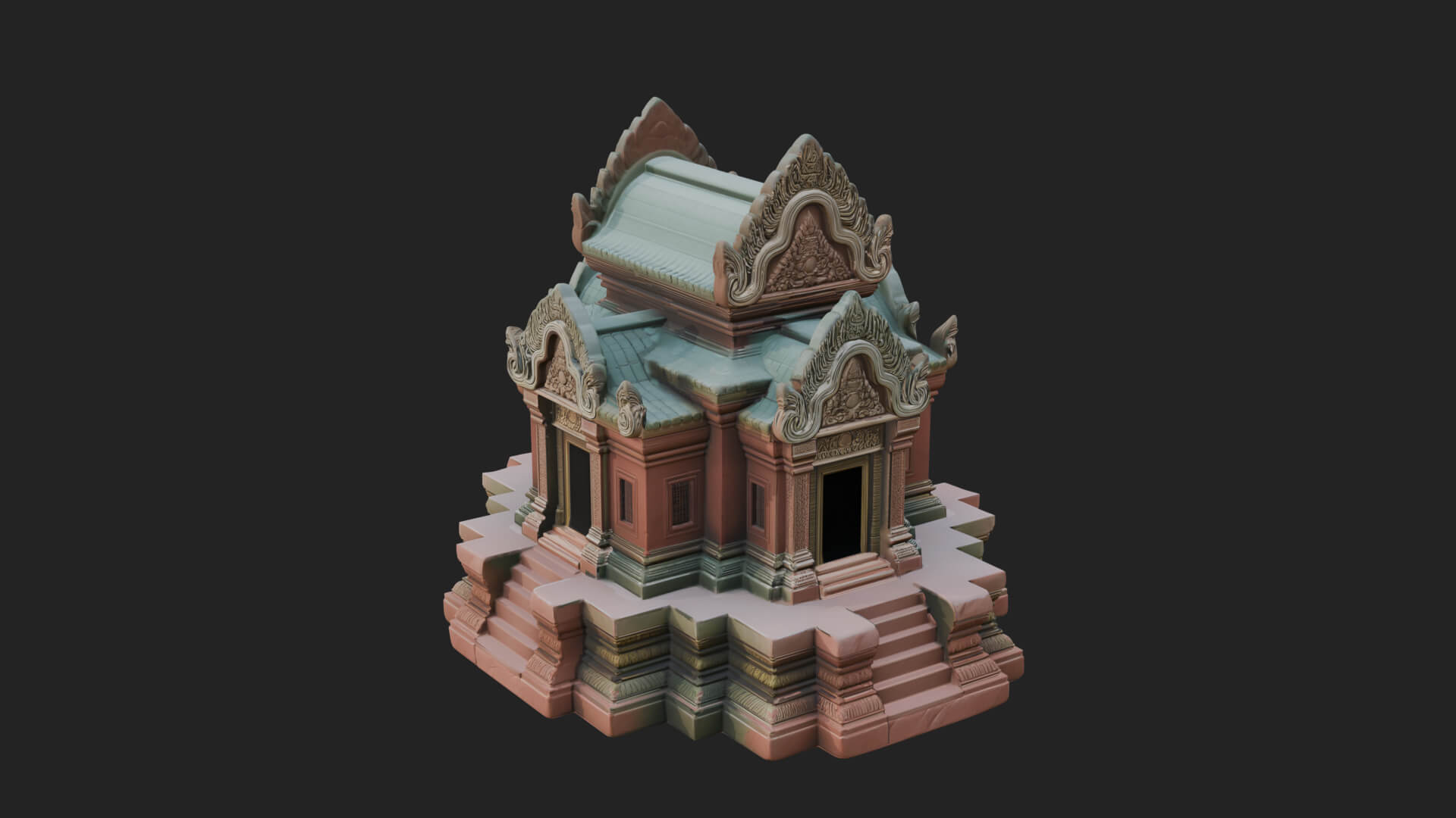 Khmer Prasat Temple Design 2 3D Print Model 3D Model