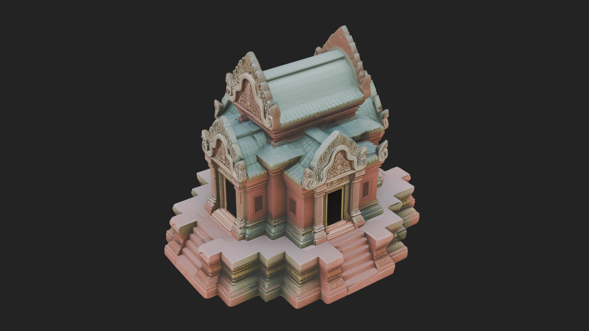 Khmer Prasat Temple Design 2 3D Print Model 3D Model
