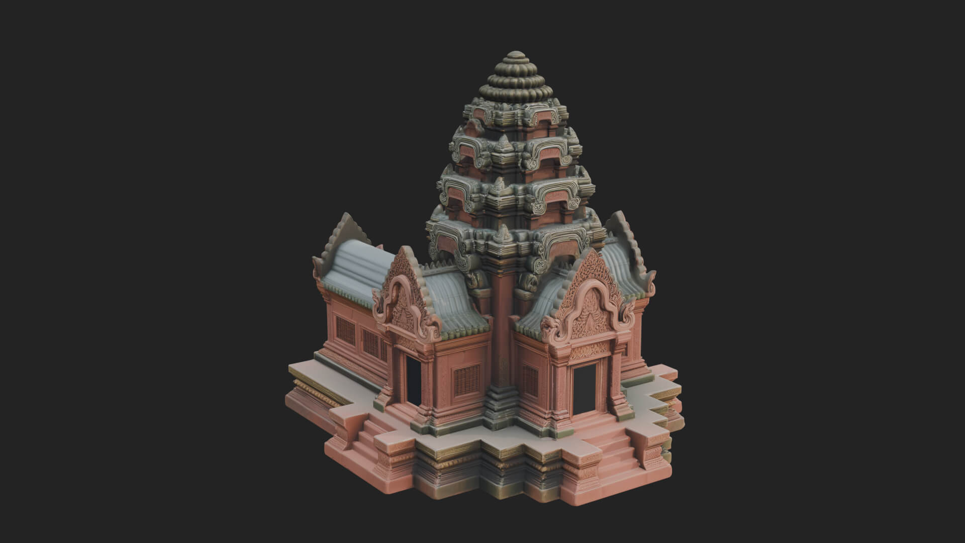 Khmer Prasat Temple Design 3 3D Print Model 3D Model