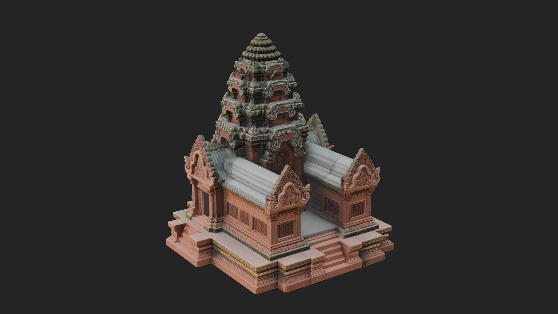Khmer Prasat Temple Design 3 3D Print Model 3D Model