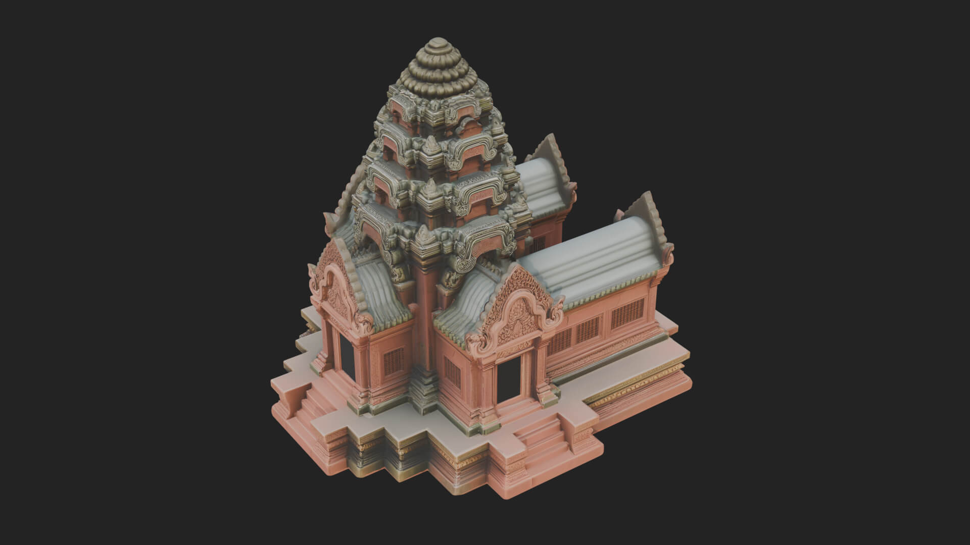 Khmer Prasat Temple Design 3 3D Print Model 3D Model