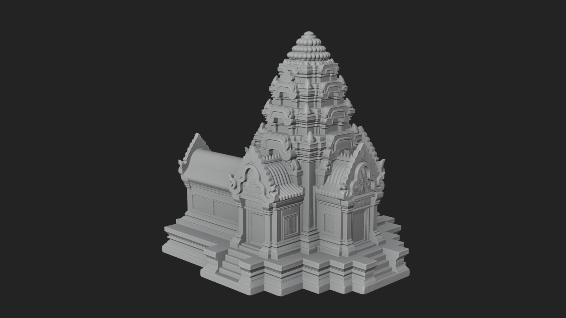 Khmer Prasat Temple Design 3 3D Print Model 3D Model