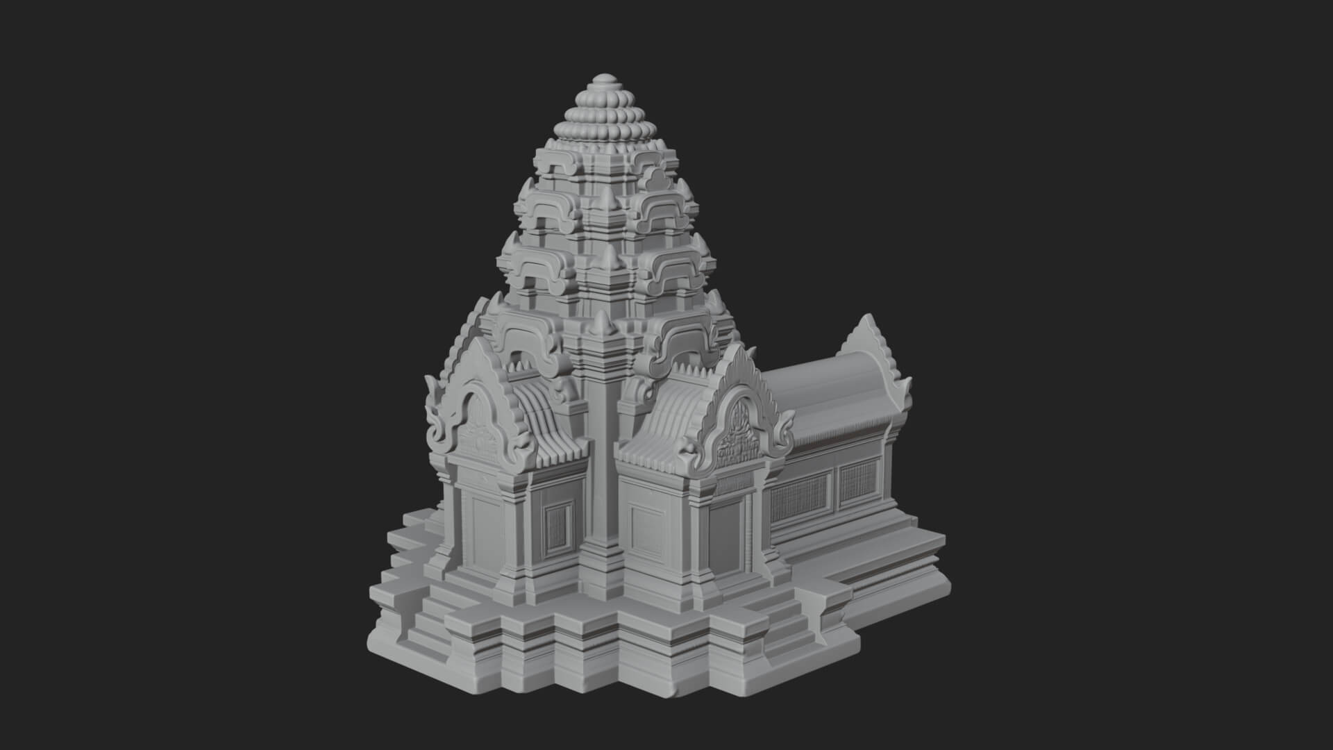 Khmer Prasat Temple Design 3 3D Print Model 3D Model