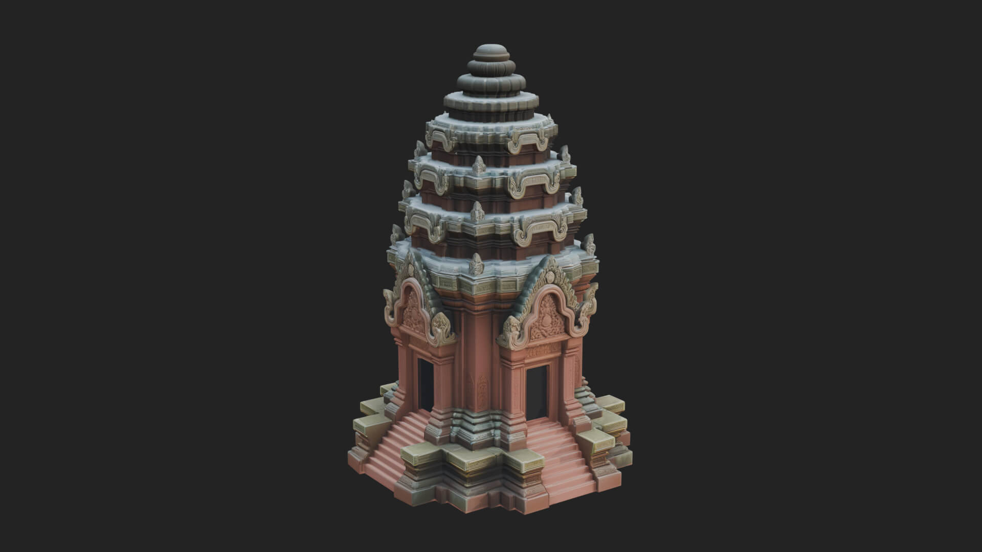 Khmer Prasat Temple Design 4 3D Print Model 3D Model
