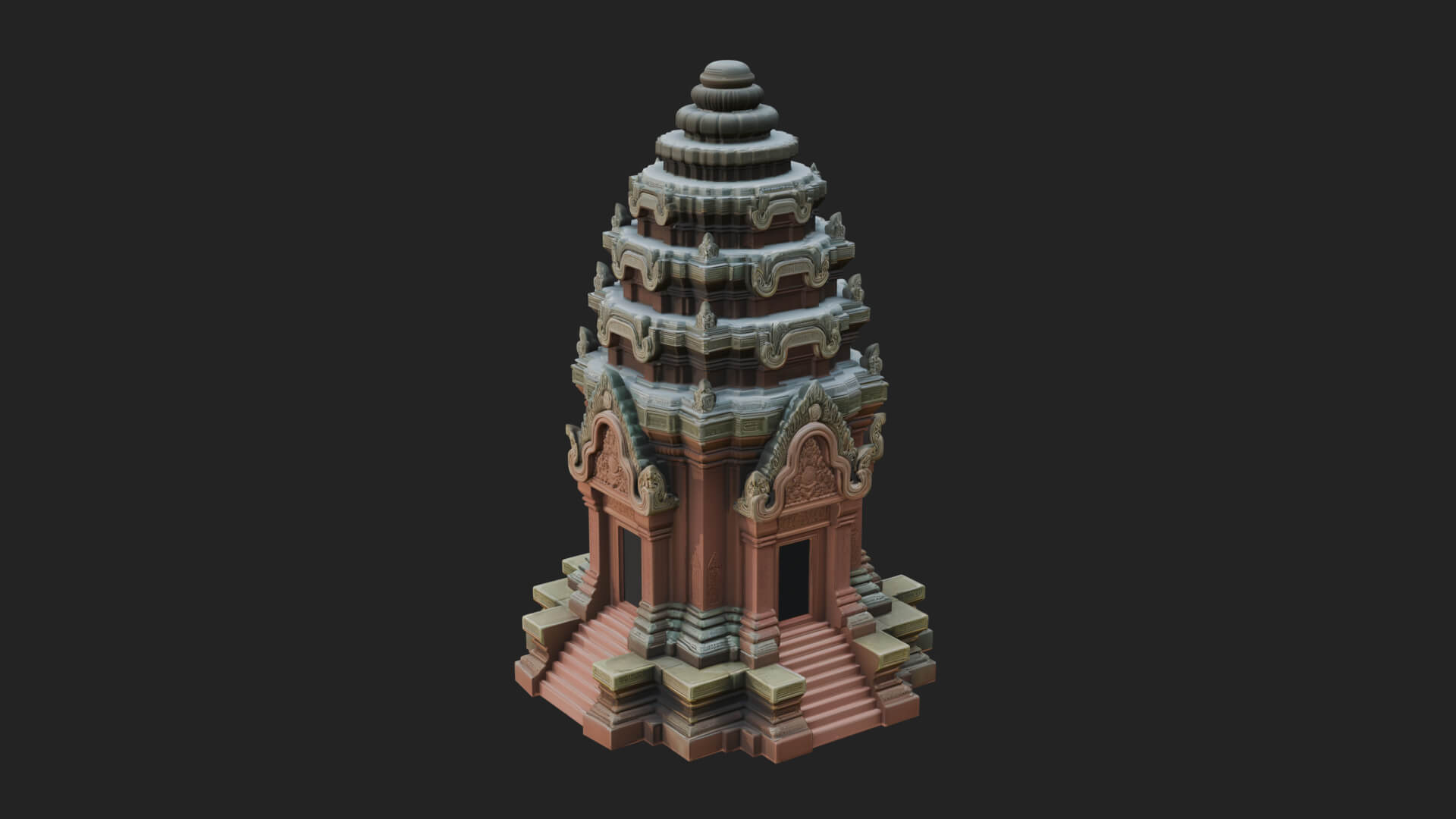 Khmer Prasat Temple Design 4 3D Print Model 3D Model