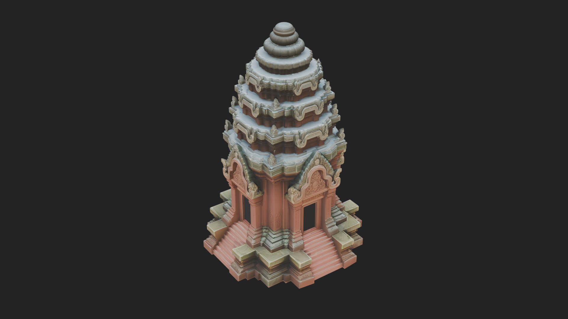 Khmer Prasat Temple Design 4 3D Print Model 3D Model