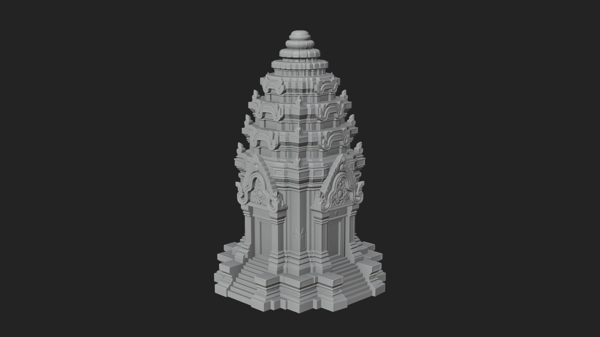 Khmer Prasat Temple Design 4 3D Print Model 3D Model