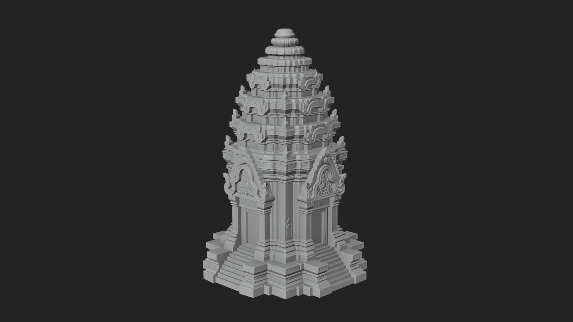 Khmer Prasat Temple Design 4 3D Print Model 3D Model
