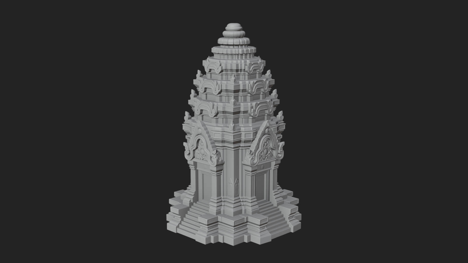 Khmer Prasat Temple Design 4 3D Print Model 3D Model
