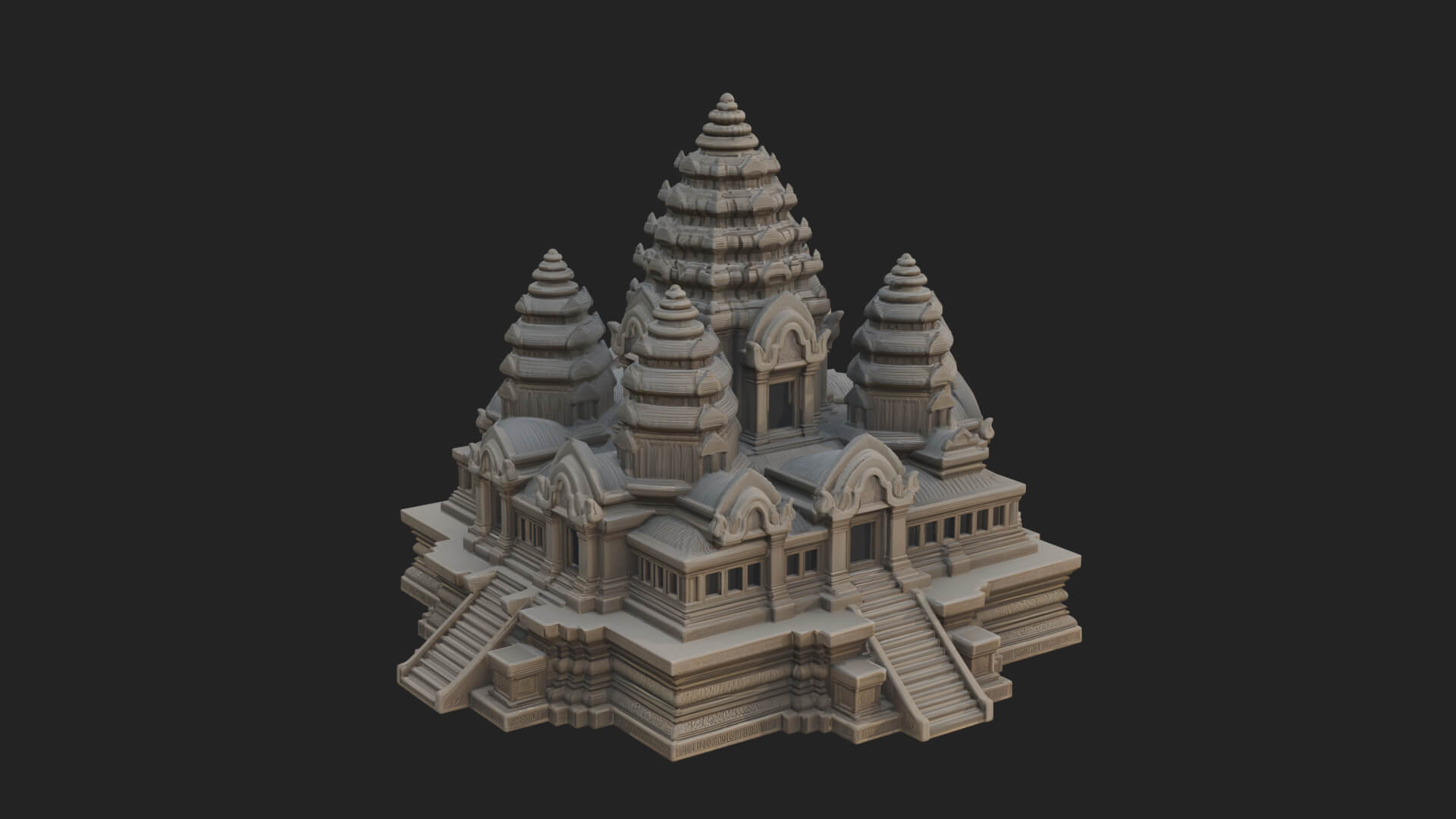 Khmer Temple Tower Design 4 3D Print Model 3D Model
