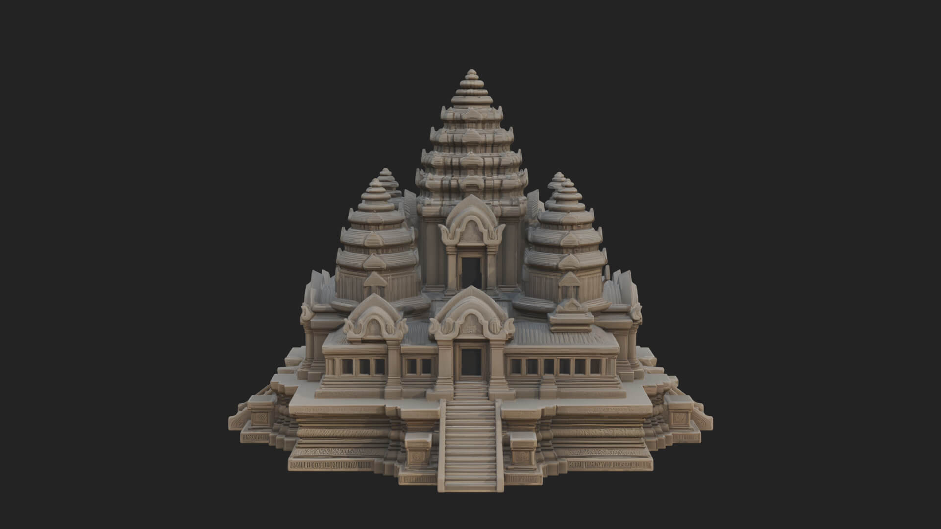 Khmer Temple Tower Design 4 3D Print Model 3D Model