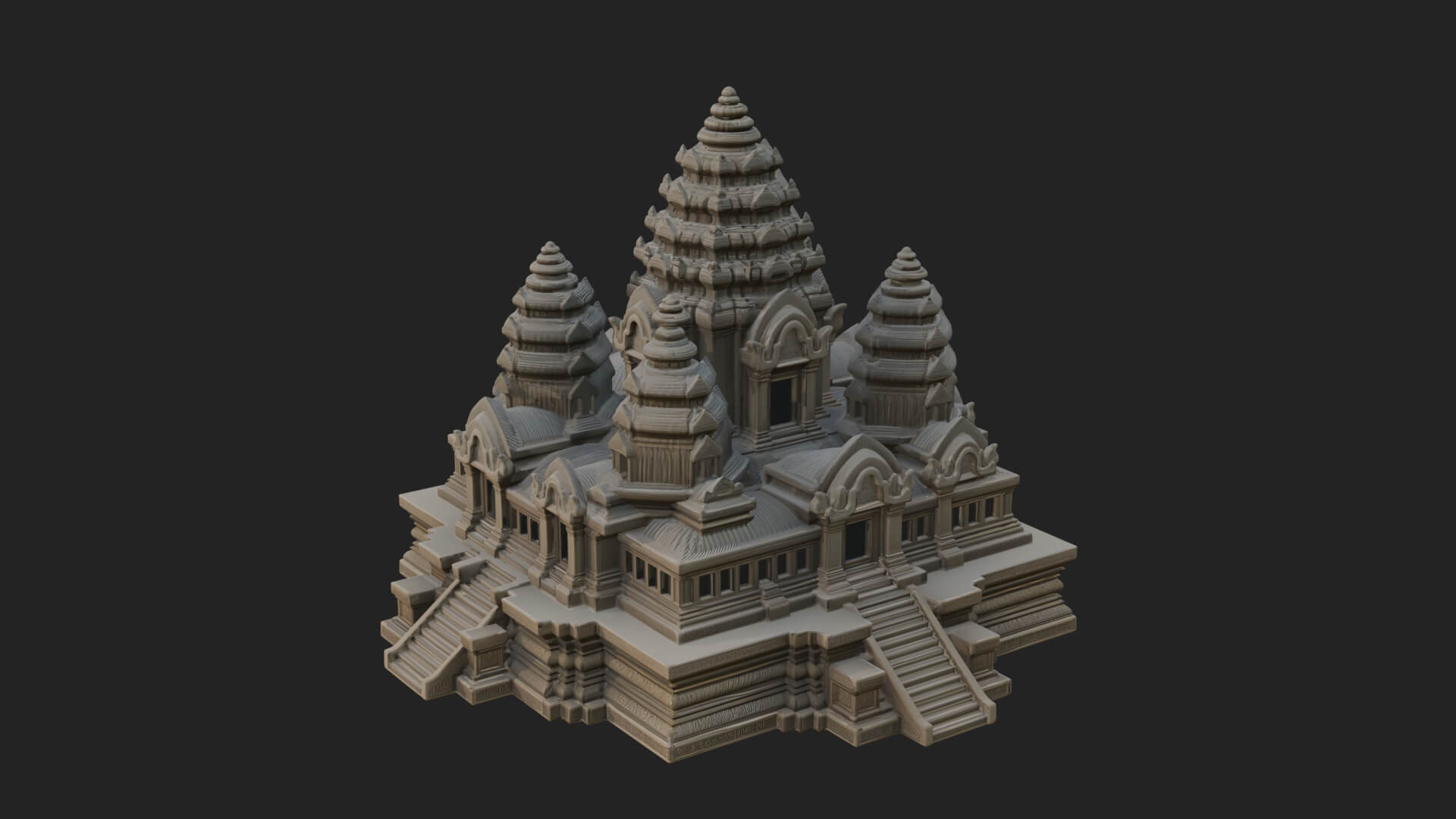 Khmer Temple Tower Design 4 3D Print Model 3D Model