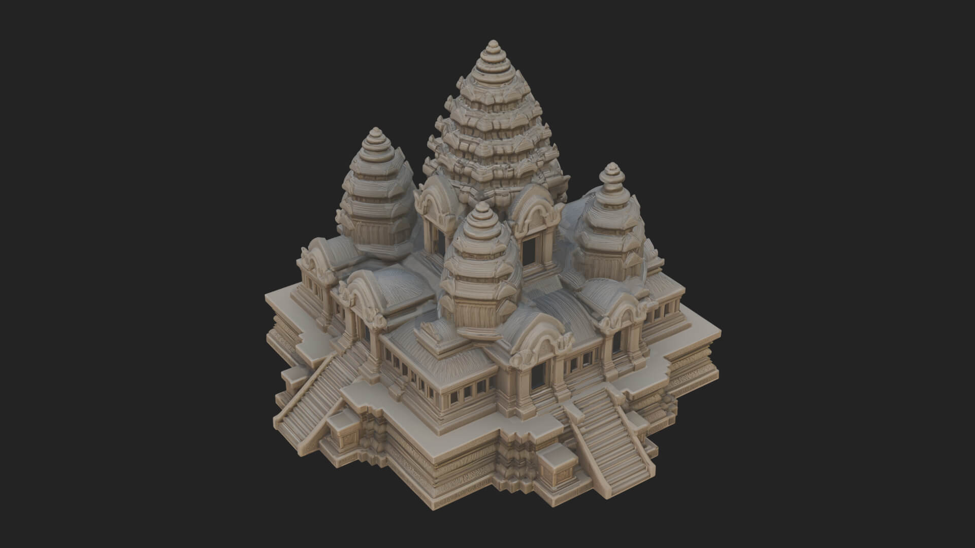 Khmer Temple Tower Design 4 3D Print Model 3D Model