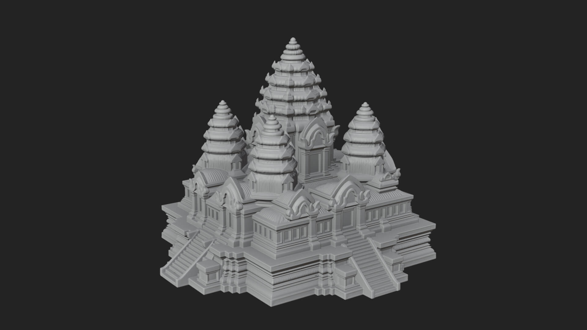 Khmer Temple Tower Design 4 3D Print Model 3D Model