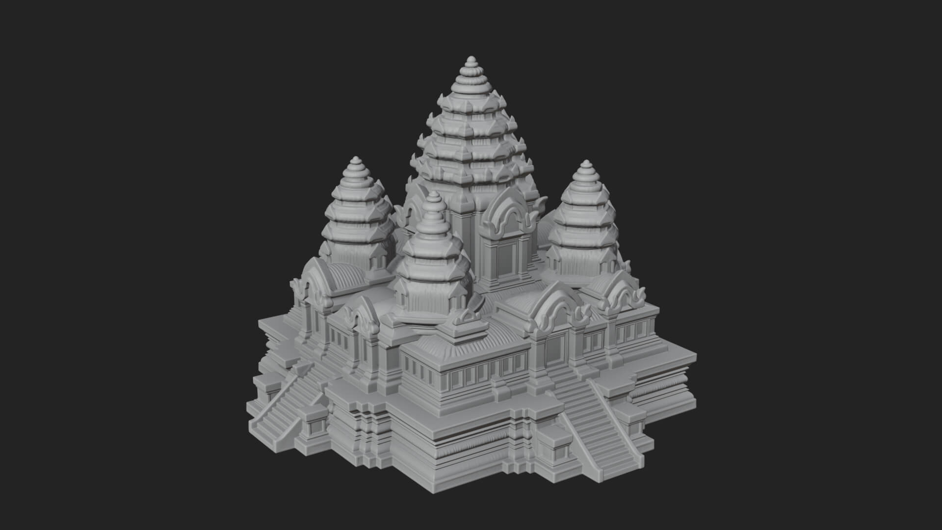 Khmer Temple Tower Design 4 3D Print Model 3D Model