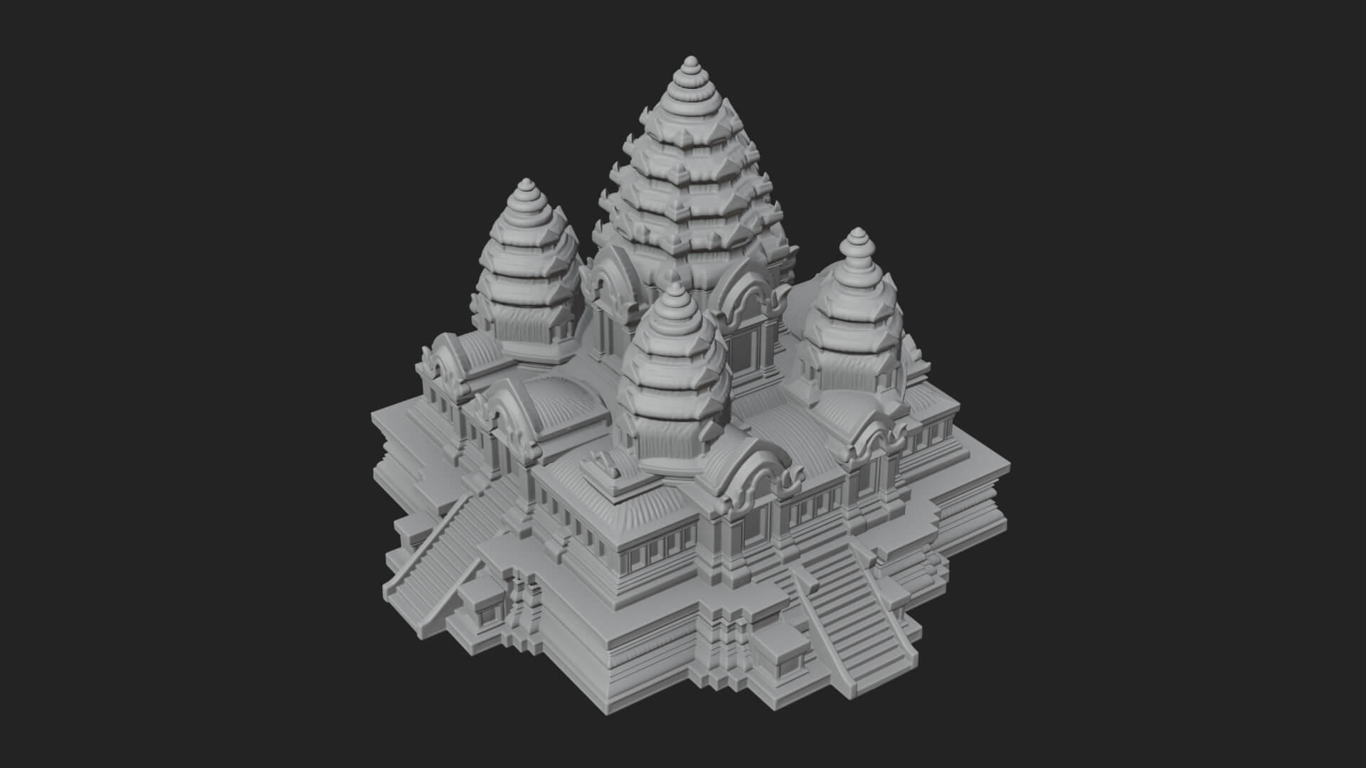 Khmer Temple Tower Design 4 3D Print Model 3D Model