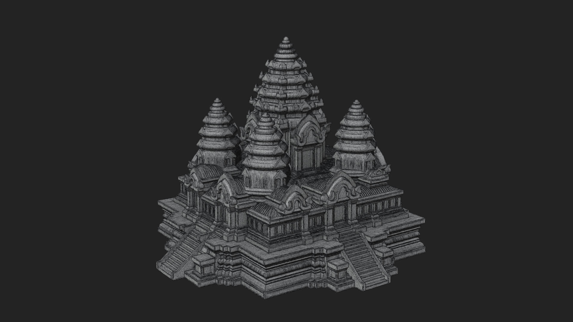 Khmer Temple Tower Design 4 3D Print Model 3D Model