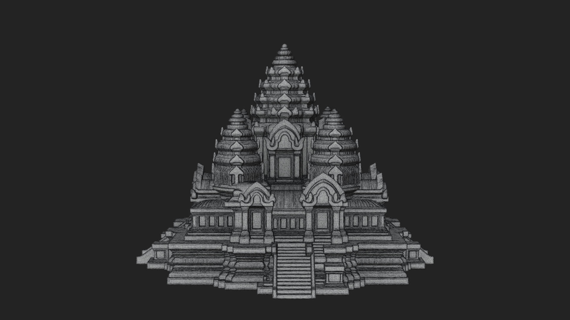 Khmer Temple Tower Design 4 3D Print Model 3D Model