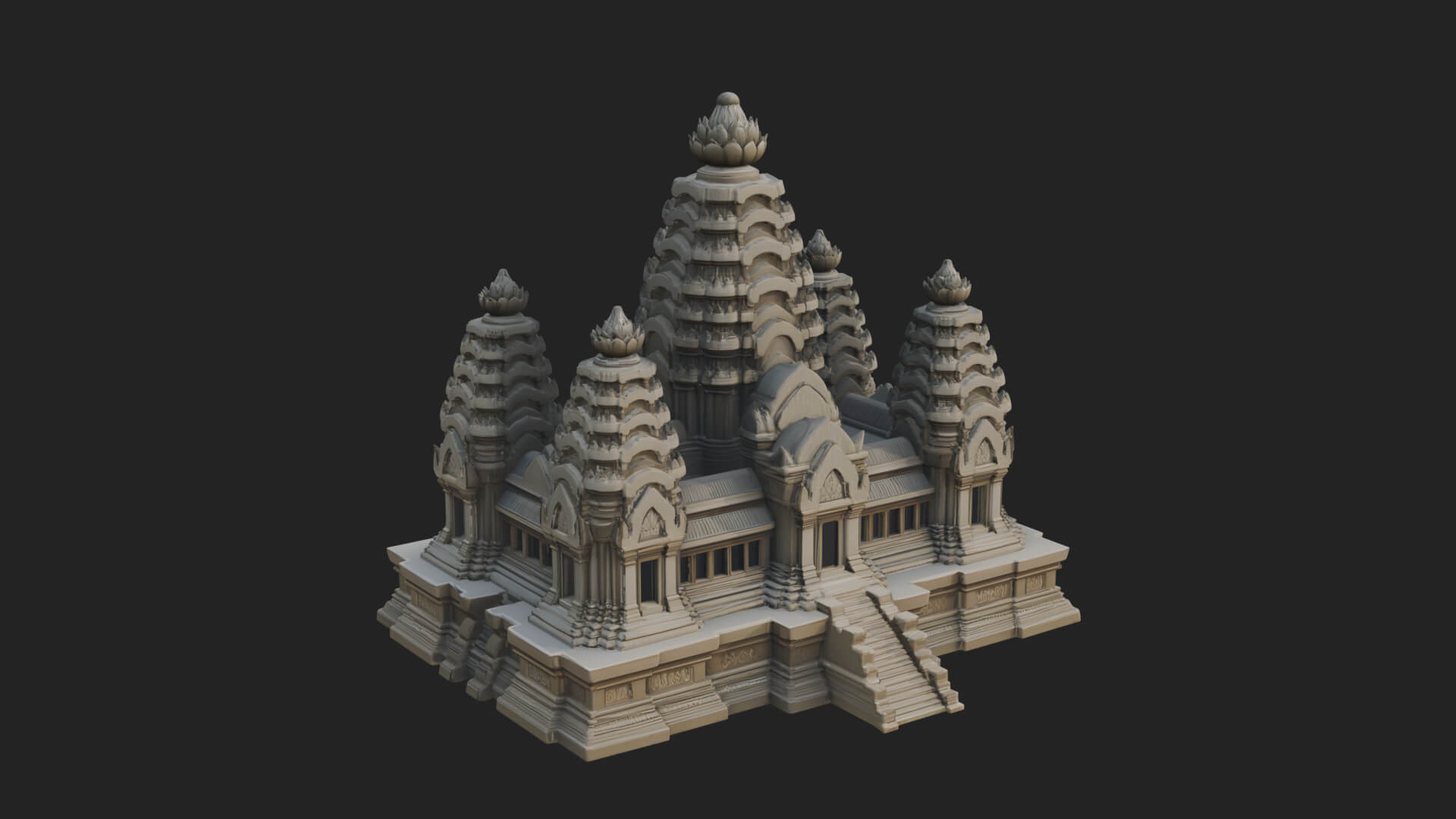 Khmer Temple Tower Design 5 3D Print Model 3D Model
