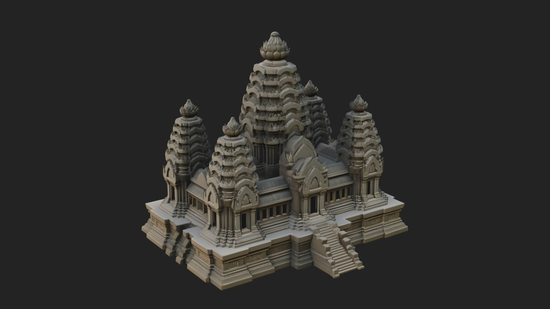 Khmer Temple Tower Design 5 3D Print Model 3D Model