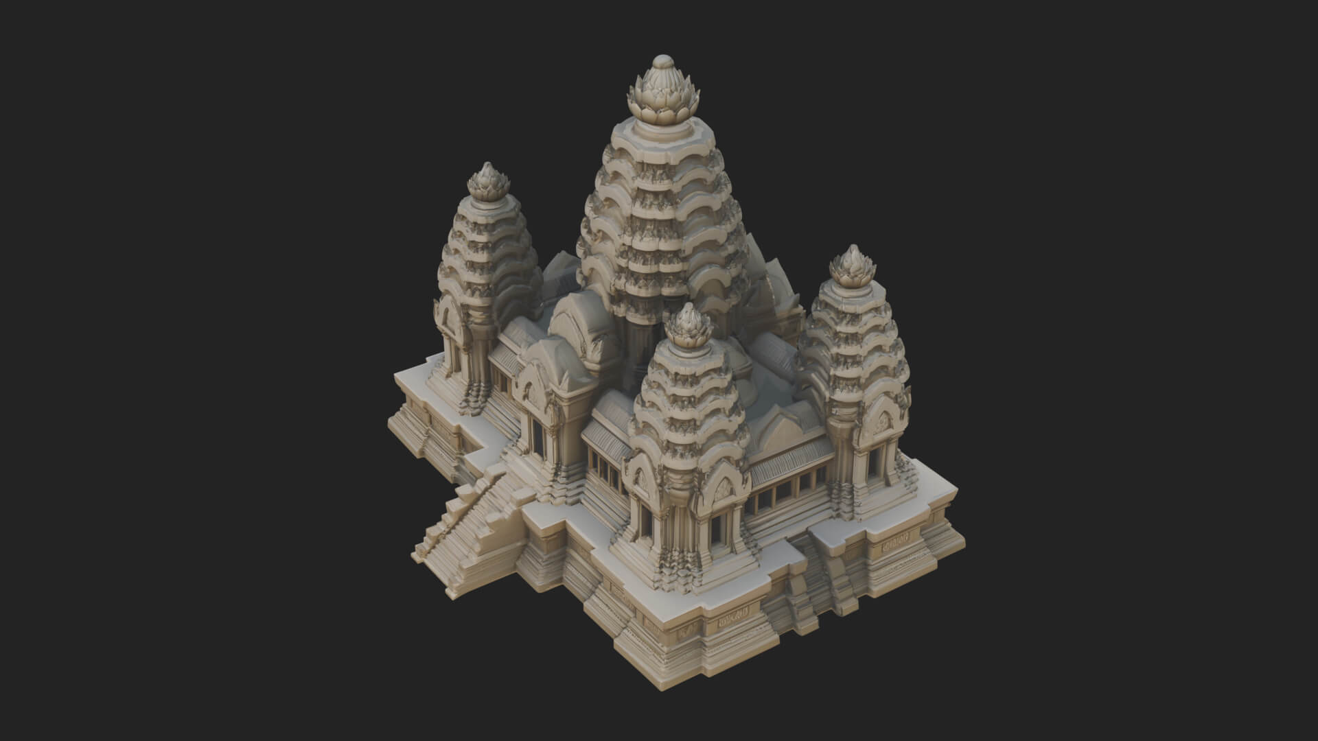 Khmer Temple Tower Design 5 3D Print Model 3D Model