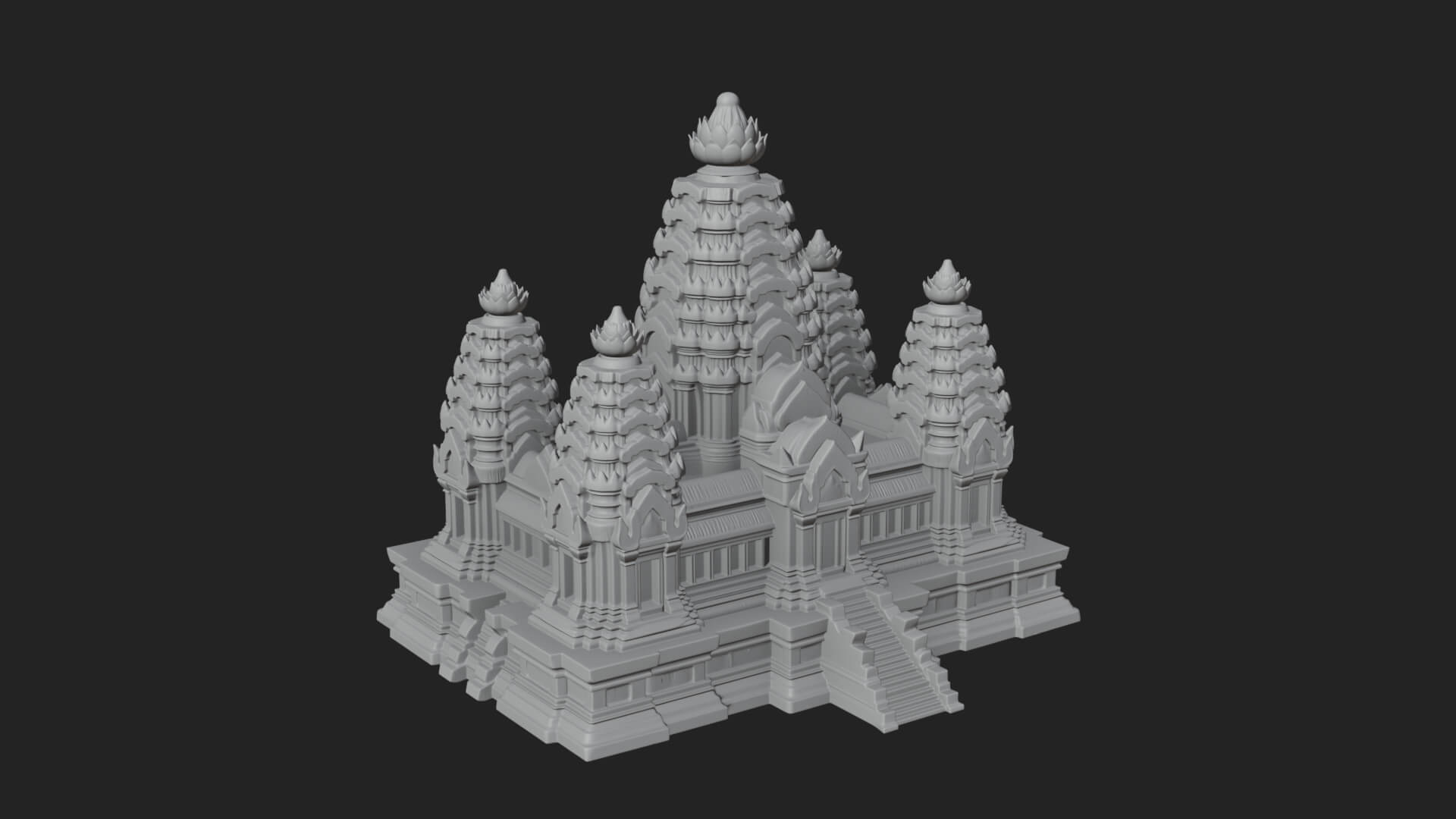 Khmer Temple Tower Design 5 3D Print Model 3D Model