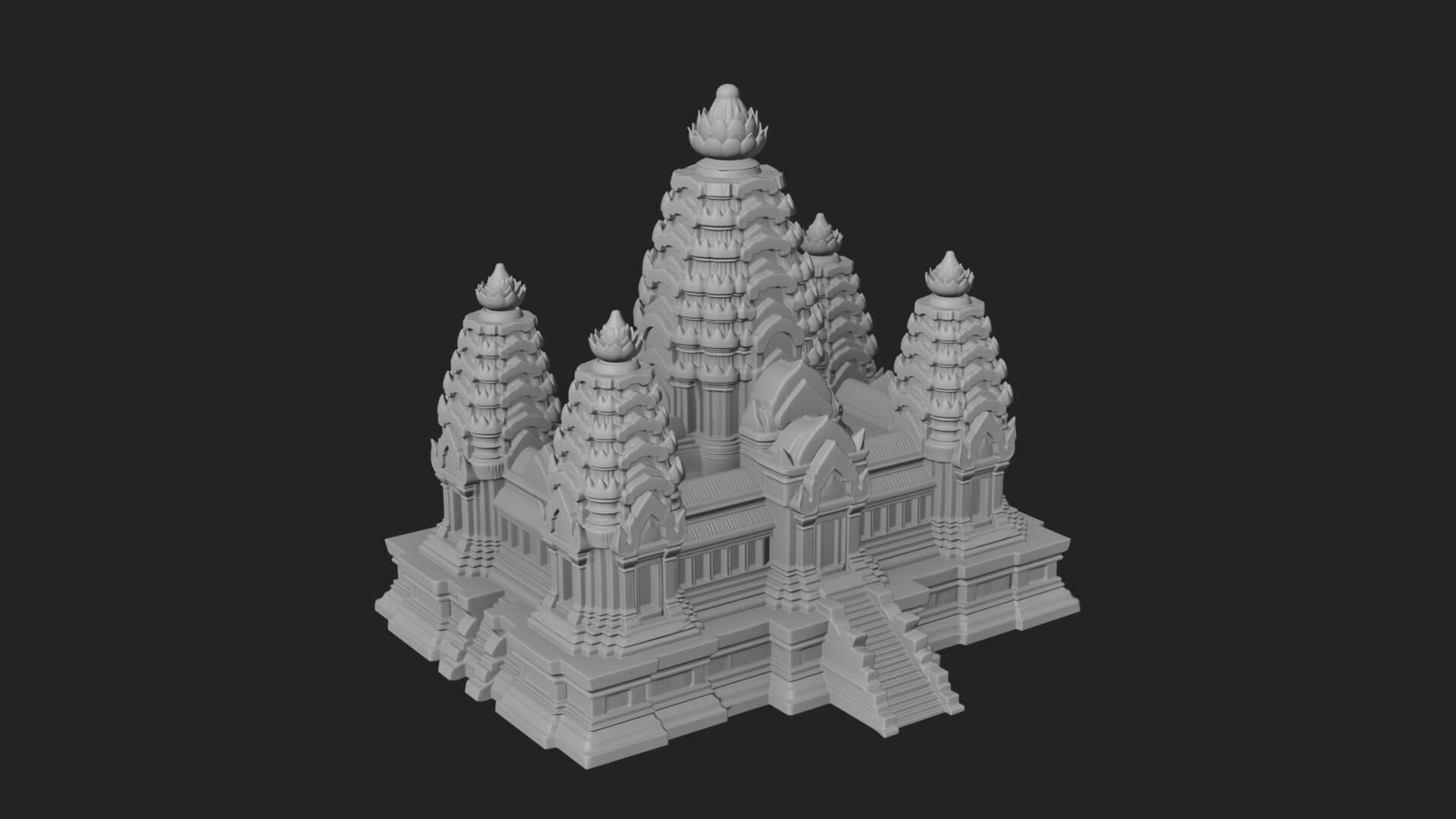 Khmer Temple Tower Design 5 3D Print Model 3D Model