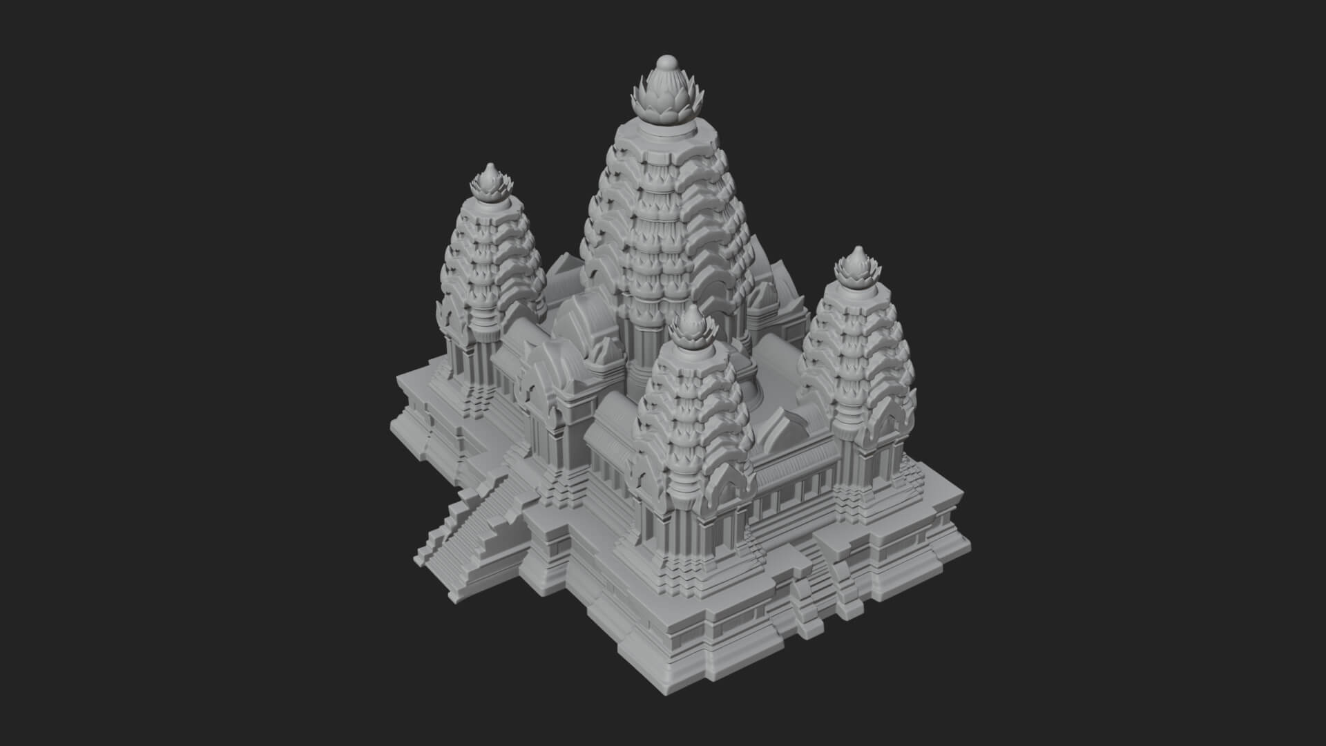 Khmer Temple Tower Design 5 3D Print Model 3D Model