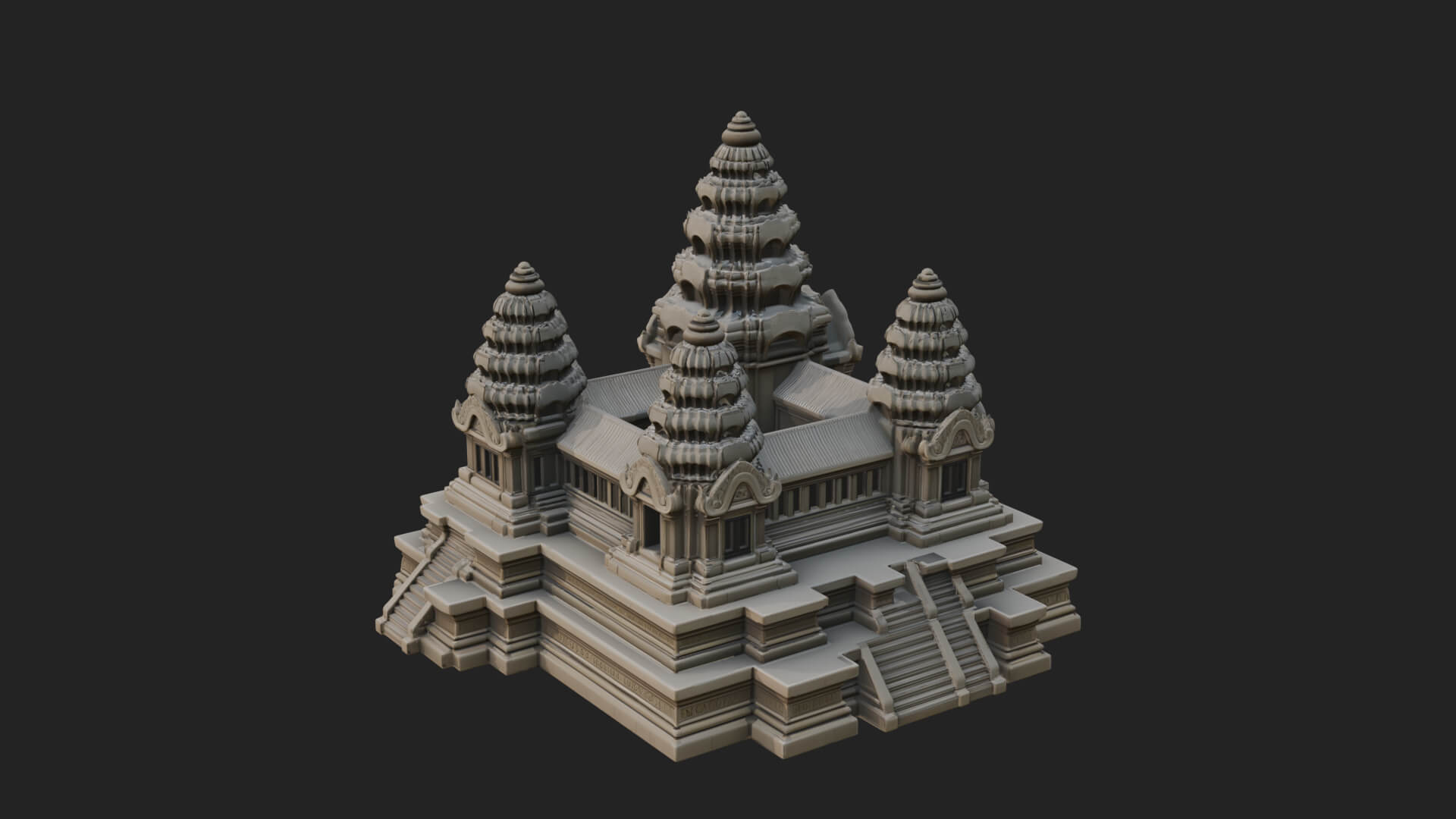 Khmer Temple Tower Design 6 3D Print Model 3D Model