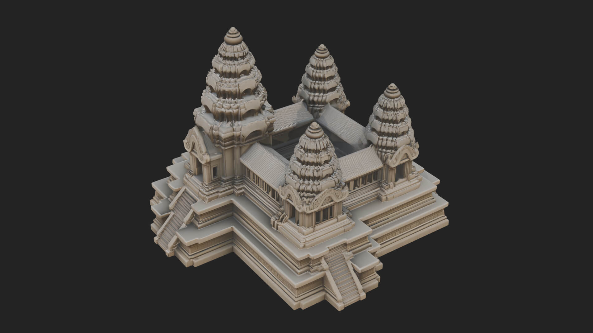 Khmer Temple Tower Design 6 3D Print Model 3D Model