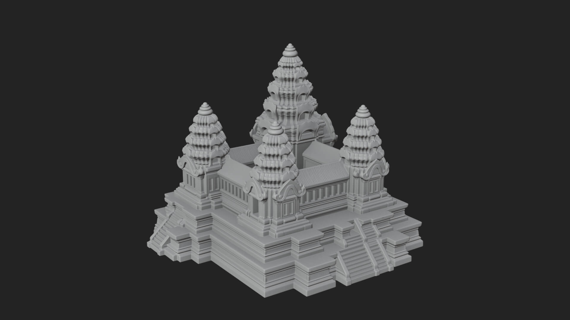 Khmer Temple Tower Design 6 3D Print Model 3D Model