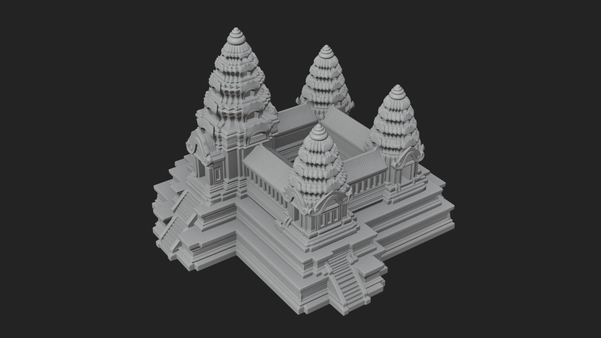Khmer Temple Tower Design 6 3D Print Model 3D Model