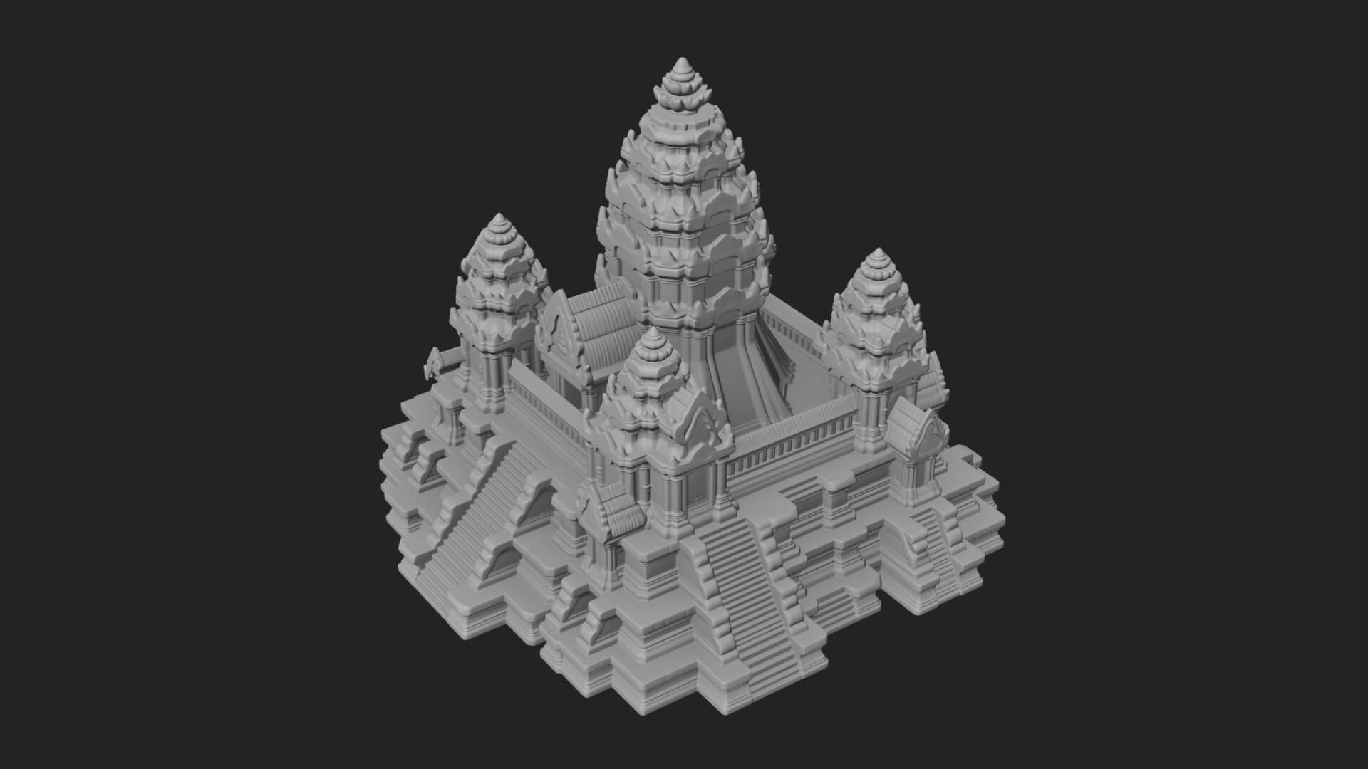 Khmer Temple Tower Design 7 3D Print Model 3D Model