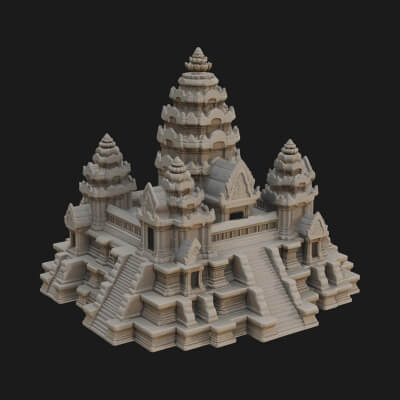 Khmer Temple Tower Design 7 3D Print Model
