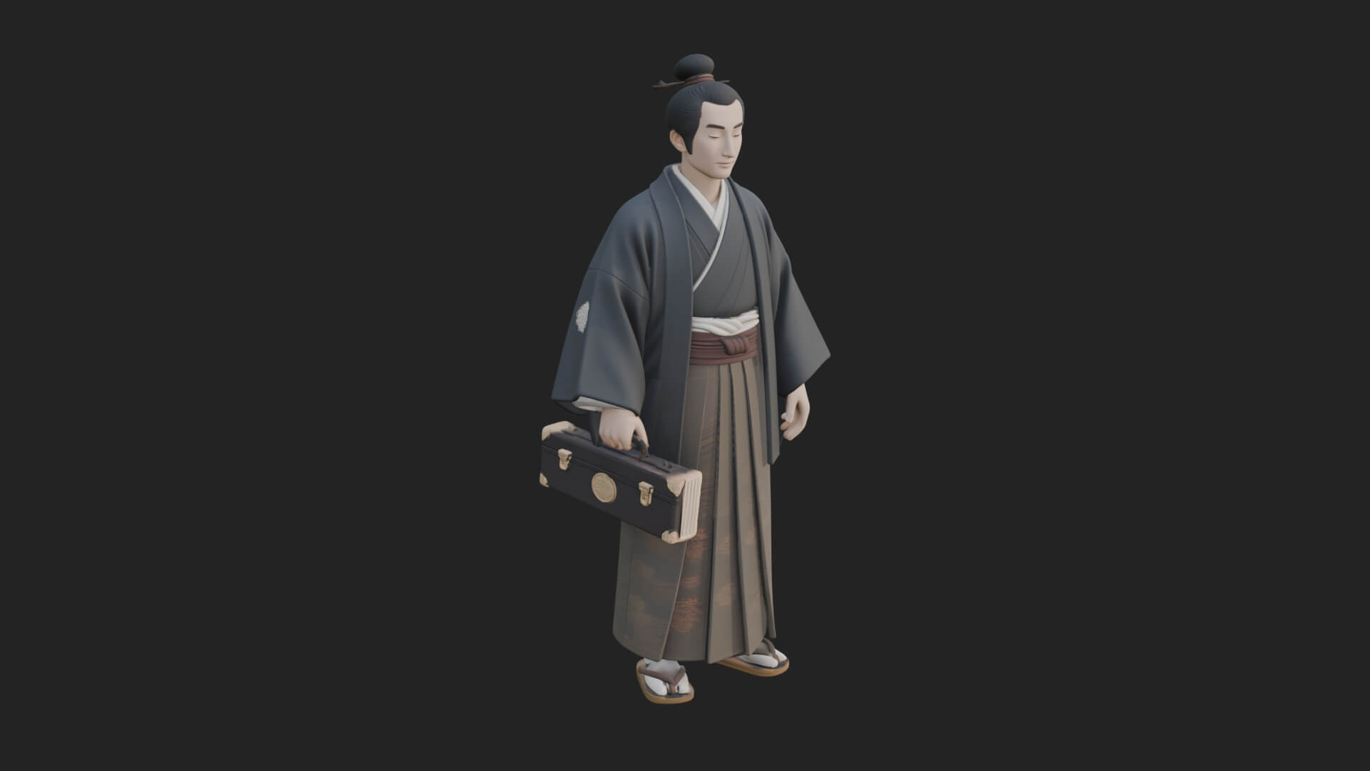 Kimono Merchant Man Statue Design 1 3D Print Model 3D Model