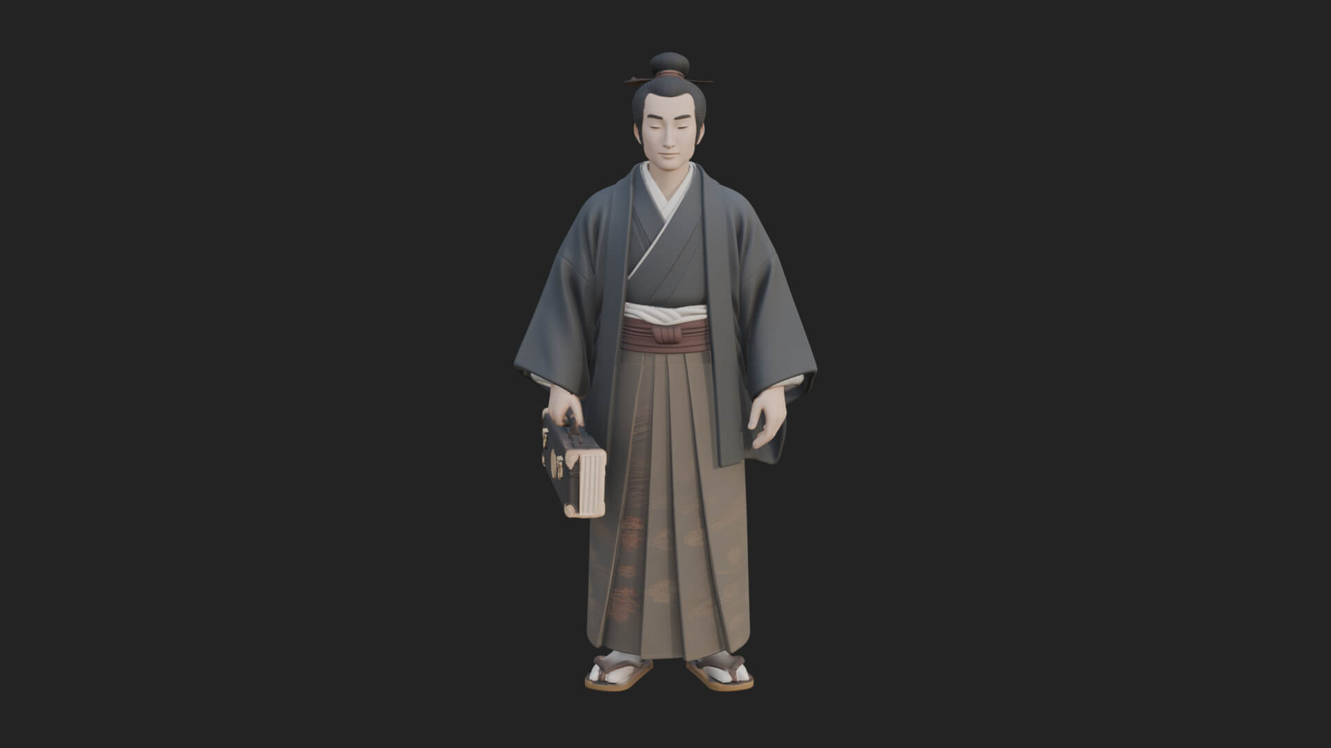 Kimono Merchant Man Statue Design 1 3D Print Model 3D Model