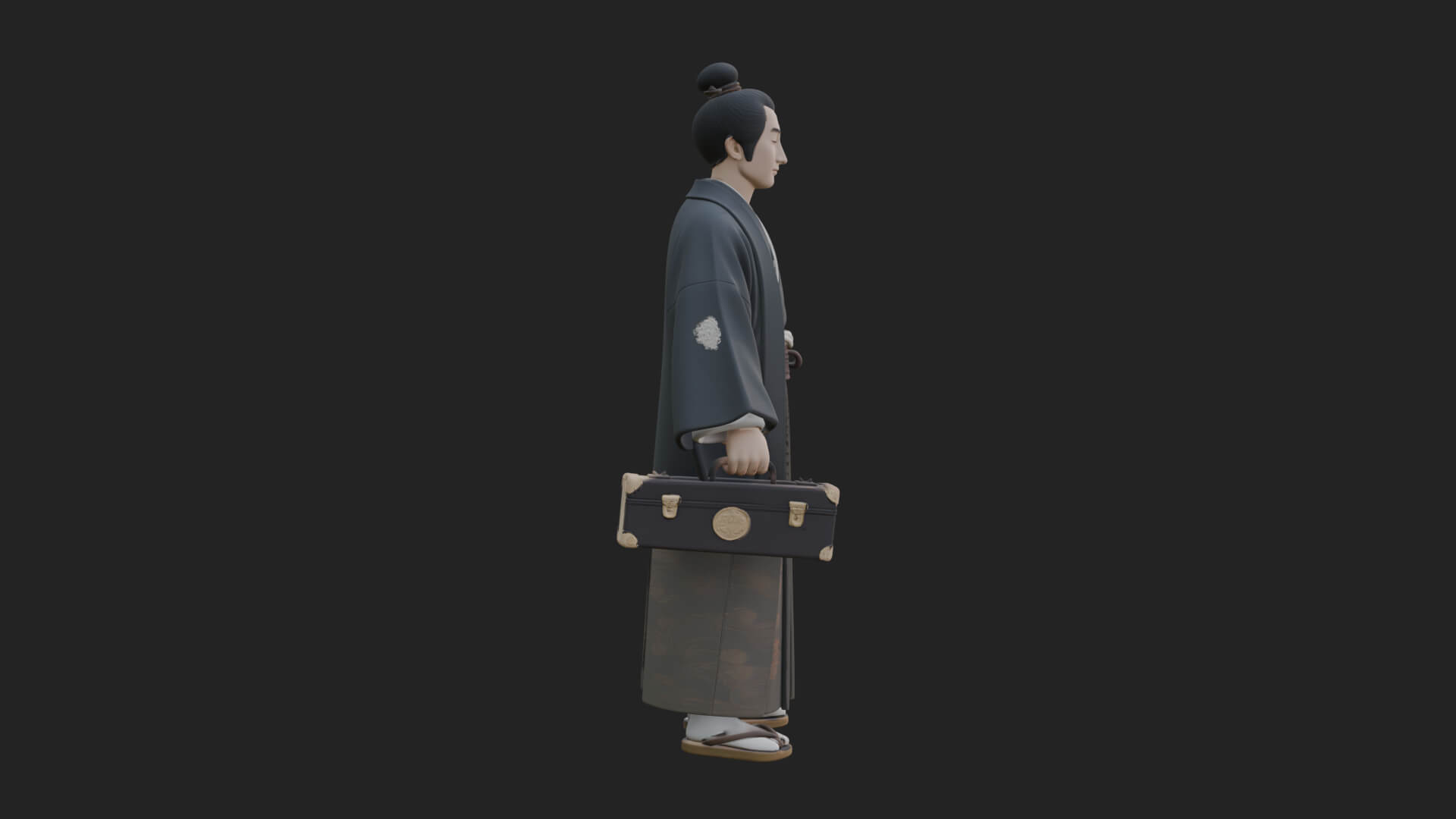Kimono Merchant Man Statue Design 1 3D Print Model 3D Model