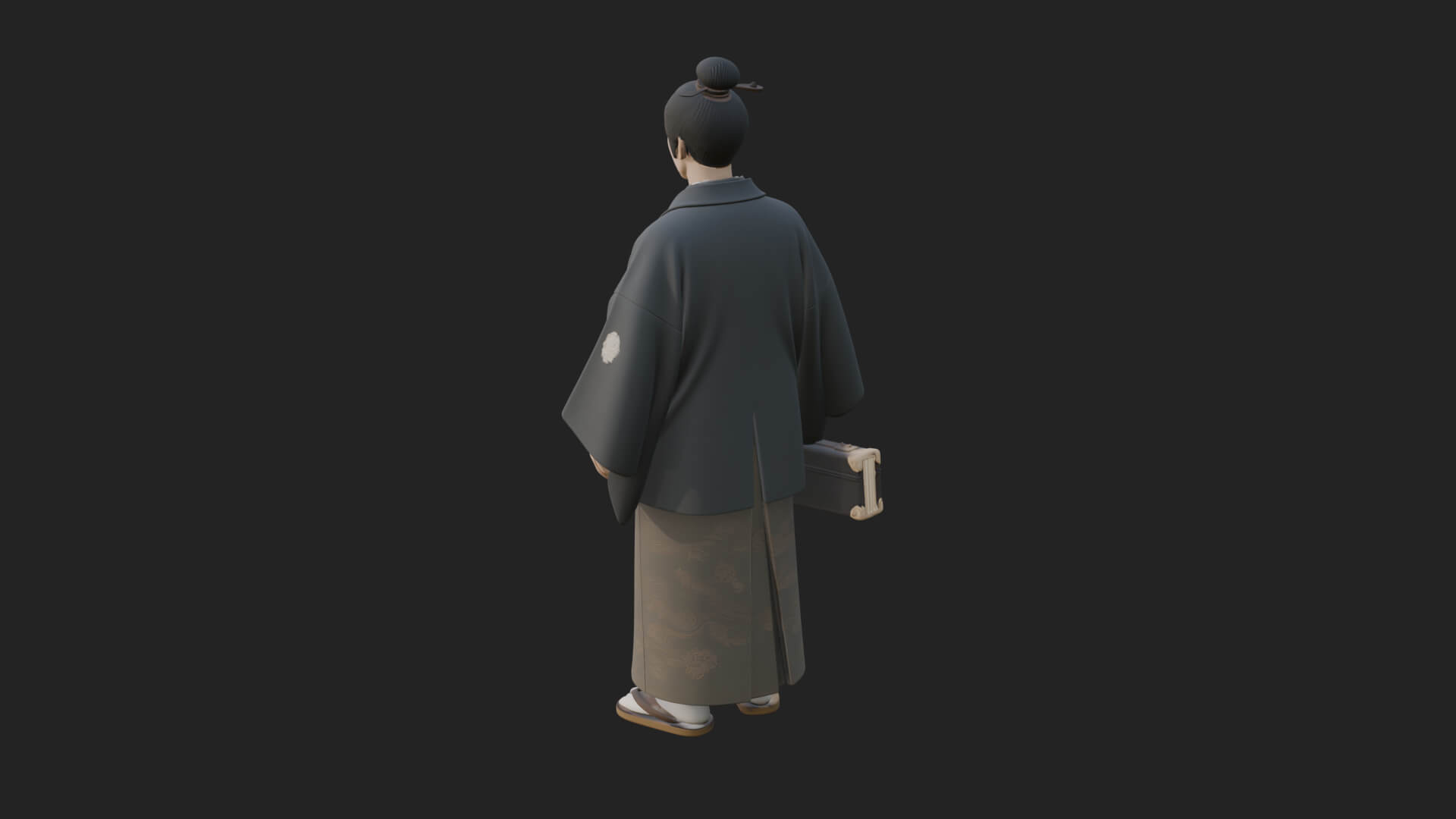 Kimono Merchant Man Statue Design 1 3D Print Model 3D Model